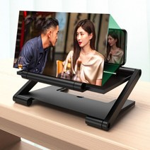 한주스토어 스마트폰확대스크린 높이조절형 거치대 휴대폰 확대경, 블랙