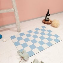 체커보드 빨아쓰는 규조토 발매트 욕실매트, 1개, 파스텔 블루