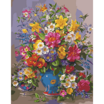 모모픽스페인팅 diy 명화그리기 40x50cm I33 파란 꽃단지 아크릴 물감2세트