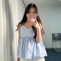청순 셔링플레어 끈조절 나시 블라우스