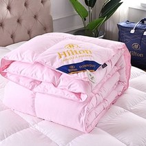 구스토퍼 헝가리구스이불 자가발열 호텔 토퍼 럭셔리 3d 빵 거위 겨울 담요 필링 코튼 커버, 200x230cm, 3kg, 분홍