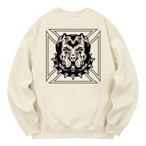 남자 여자 맨투맨 스웨트 셔츠 칸6312 KMC0114 핏불 기모 - 크림