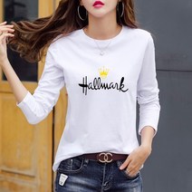 [오늘발송] 스타일아유 6컬러 여성 왕관hallmark 프린트 긴팔 티셔츠 부드러운 milk fabric[AXA6TS036A]