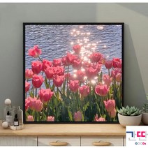 유화그리기 플라워 DIY명화그리기 명화 컬러링 성인미술학원 DIY 유채화 플라워 튤립, 30*30cm 심플한 속틀, 컬러 팔레트 + 물감 + 브러시, BK110