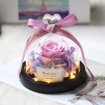 프리츠한센 이케바나 도자기 화병 항아리 독특한 유리 돔 장미와 조명 아름다운 야수 보존된 장미 발렌타인데이 선물, [22] red