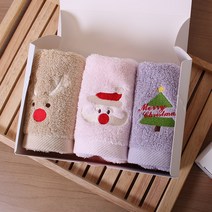 퍼니맘 어린이집 크리스마스 선물 단체선물 산타수건 핸드타월, 1개, 원터치상자포장3P