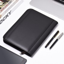 노트커버 공책 휴대용 전문 비즈니스 포트폴리오 Padfolio 폴더 문서 케이스 A5 PU 가죽 지퍼가 달린 폐쇄 계산기