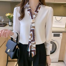 정흠 띠아 스카프 블라우스