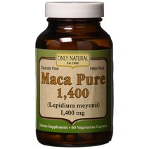 온리네츄럴 마카 퓨어 1400mg 베지테리안 캡슐 무설탕 글루텐 프리, 60개입, 1개