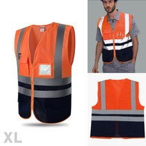 야광 반사 메쉬 안전조끼 오렌지 XL 교통정리 근무복 야광조끼