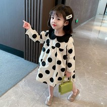 [랑] 키즈여아 둥근카라 도트원피스 (100호~130호 ) 여아 봄 가을 원피스