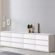 [전국무료배송] 8자 거실장(2통) 넓이 2360mm 2단/3단 수납장 티비장 서랍장, 3단, 01) 무광_화이트
