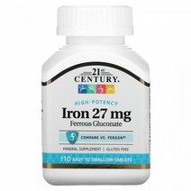 철분 아이온 110개입 글루콘산염 IRON 하루한알 기본 성인 남녀 부모님 직장인 21새기센튜리