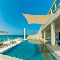 나우 썬쉐이드 카페 정원 테라스 옥상 그늘막 차광막 햇빛가리개 천막, 삼각 5X5X5m, 베이지