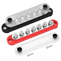 자동차 배터리 커넥터 터미널 단자 연결 버스 바 블록 12v 해양 7 x 14 (m6) 커버가 있는 배전 블록 12v - 48v 버스바 대, 없음