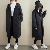 스타일아유 후드 루즈핏 여성 롱 퀄팅 패딩 겨울 누빔 점퍼 아우터 캐주얼