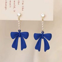 신스엔스 여성 블루리본 진주 롱 귀걸이 데일리
