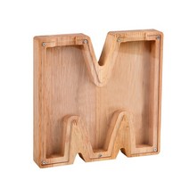 알파벳 동전 수집 저금통 상자 투명 돈통 종이학 전시 나무 우드 장식품 A to Z, M