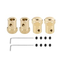 Uxcell 육각 커플러 5mm 보어 모터 육각 황동 샤프트 커플링 커넥터 자동차 휠 타이어 샤프트 모터 4개, 6mm