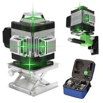 레이저 레벨기 수평자 녹색 측량기 4d 16 라인 레벨 360 셀프 레벨링 기능 접지 벽 스티커 대상 보드 플레이트가있는 수직 수평 경사 라인, set1 -eu 플러그