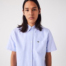 라코스테 레귤러핏 옥스포드 코튼 셔츠 블루 반팔 드레스 상의 Regular Fit Oxford Cotton Shirt