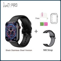 스마트워치IWO W57 MAX 남성용 스마트 시계 SmartWatch NFC 1.95IPS 대형 화면 428*518 해상도 380mAh 배터, 19 Black stainlesssteel