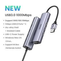 UGREEN-USB 이더넷 USB 3.0 2.0 RJ45 허브 샤오미 박스 3/S 셋톱박스용 이더넷 어댑터 네트워크 카드 Lan, CHINA_NEW-USB3.0 1000Mbps