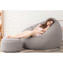 빈백 쿠션 마약 소파 1인 소파 안락 의자 원룸 거실, A 다크그레이+풋스툴5.6KG 110x125