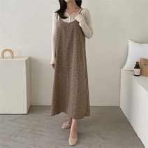 [코지23] 여자 데일리 뷔스티에 코디 나염 패턴 나시 롱원피스