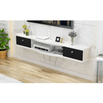 벽걸이 TV 캐비닛 진열대 수납 보관 거실장 인테리어, 레드 티크 100x24x18 치크 바닥문