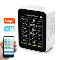 Tuya-다기능 WiFi 대기질 감지기 CO2 센서 스마트 PM2.5 TVOC CO2 CH2O 감지기 온도 습도 측정기, 02 02