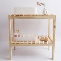 2단 소나무 원목 선반 틈새 선반 사이드 테이블 오픈 서랍 침대 소파 받침대 원룸 침실 DIY, 대-90X26.5X48cm