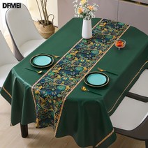 DFMEI 에스닉 타원형 식탁보 방수 방유 방열 PVC 식탁보 식탁보 티테이블보, 민풍탁기-묵록, 140*200cm