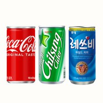 칠성사이다190ml(15캔)+코카콜라190ml(15캔)+레쓰비마일드업소용175ml(30캔), 60개, 190ml