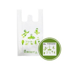 친환경 손잡이 비닐봉투 유백색 5L 300매, 단품