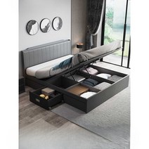 리프트업 침대 미니멀리스트 더블 수납 침대 공간절약, S