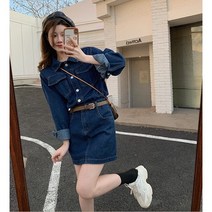이유무무 NQ-054 여성 벨트세트 데님 원피스
