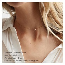 체인 여성을위한 JUJIE 316L 스테인레스 스틸 진주 목걸이 14K 골드 계층화 된 초커 쥬얼리 Dropshipping/도매, [01] YX15483, [02] 14K Gold Color