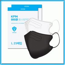 KF94 2D 새부리형 국산국내제작 컬러마스크 아이쿤 KF94/굿필링 25매입 지퍼팩, 아이쿤KF94화이트