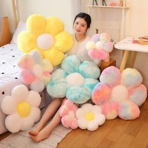 플라워쿠션 꽃 베개 부드러운 해바라기 매트 소파 침대, Rabbit fur-colorful+30cm
