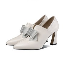 통굽 구두 여 작은 구두 큐빅 리본 스틸레토 힐