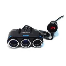 카테크 USB 2포트 볼트게이지 차량용 시거잭 3구 소캣, 3개