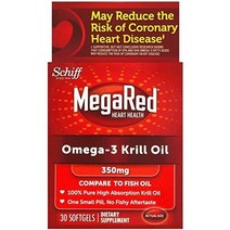 Megared 메가레드 350mg 오메가3 크릴 오일 피쉬 오일처럼 비린 뒷맛이 없고 부드러운 젤 30개, 30 Count (Pack of 1)