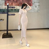 볼륨셔링 롱원피스 머메이드 퍼프 셔링 라인원피스 파티 클럽 모임 데이트 기념일룩