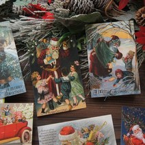 크리스마스 카드 15pcs 레트로 잉크 그림 산타 scrapbooking 파티 초대장으로 diy 장식 선물 메시지 엽서, 무작위 보내기 15 pcs