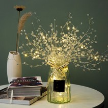 꽃무드등 무드등 수유등 특이한무드등 diy 모조 꽃다발 야생화 튤립 안개꽃병 핸드메이드 소재 민들레 장식 드라이 플라워 부케 테이블 상차림 아이디어 선물, 버튼 배터리, 안개꽃(유리구슬)