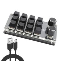 매크로 키보드 한손키보드 키패드 편집용키보드 DIY 기계식 무선 Bluetooth USB 유선 RGB 사용자 정의 미니 12 6 3 키 노브 핫스왑 Keypa Macbook 노트북, [02] 레드 스위치, K12-Black