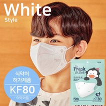 더숨 kf80 소형 어린이용 새부리형 쿨링감소재 귀통증없는 특수밴드 에버프레쉬 보건용마스크 1매입 개별포장, 10매, 화이트