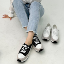 두발자유 여성 키높이 스니커즈 캔버스화 단화 여자 신발 발편한 운동화 5cm