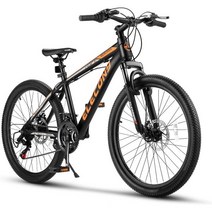 Ecarpat Elecony 24 26 인치 산악 자전거 Shimano 시마노 21 단 알, Black/Orange_24 Inch